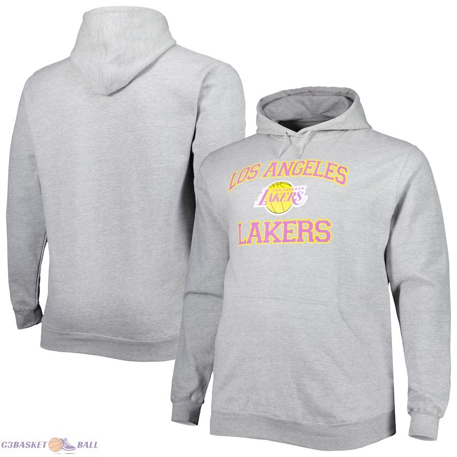 Men's Los Angeles Lakers Heathered Gray Big & Tall Heart & Soul Pullover Hoodie