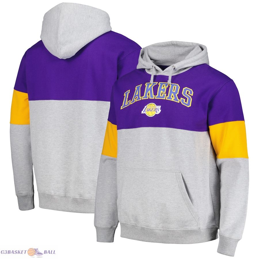 Men's Los Angeles Lakers Fanatics Purple Contrast Pieced Pullover Hoodie