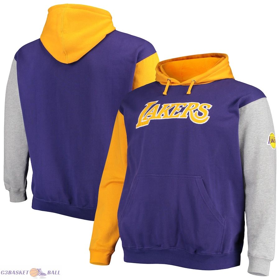 Men's Los Angeles Lakers Fanatics Purple/Gold Big & Tall Double Contrast Pullover Hoodie