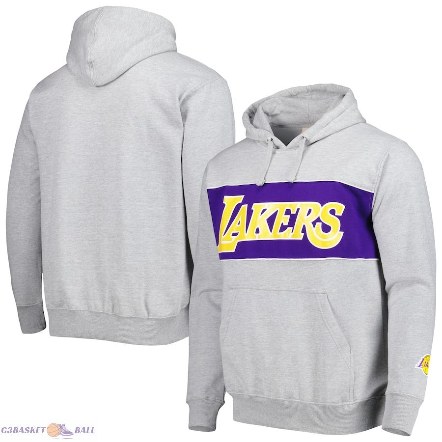 Men's Los Angeles Lakers Fanatics Heather Gray Wordmark French Terry Pullover Hoodie