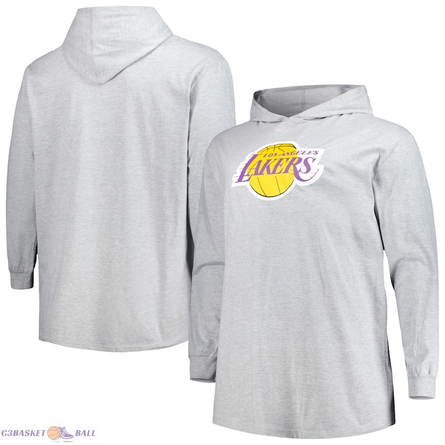 Men's Los Angeles Lakers Fanatics Heather Gray Big & Tall Pullover Hoodie