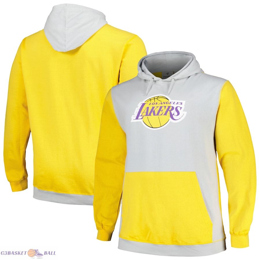 Men's Los Angeles Lakers Fanatics Gold/Silver Big & Tall Primary Arctic Pullover Hoodie