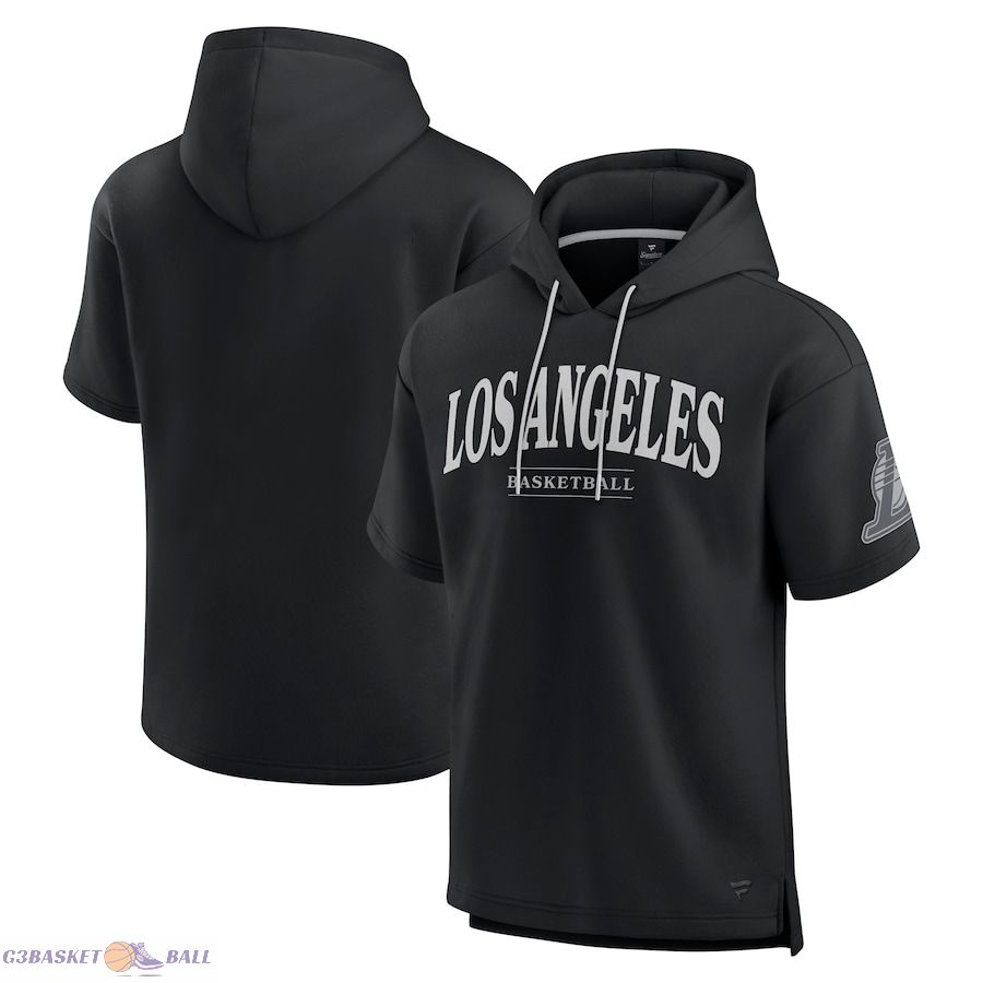 Men's Los Angeles Lakers Fanatics Black Elements Ready Short Sleeve Pullover Hoodie