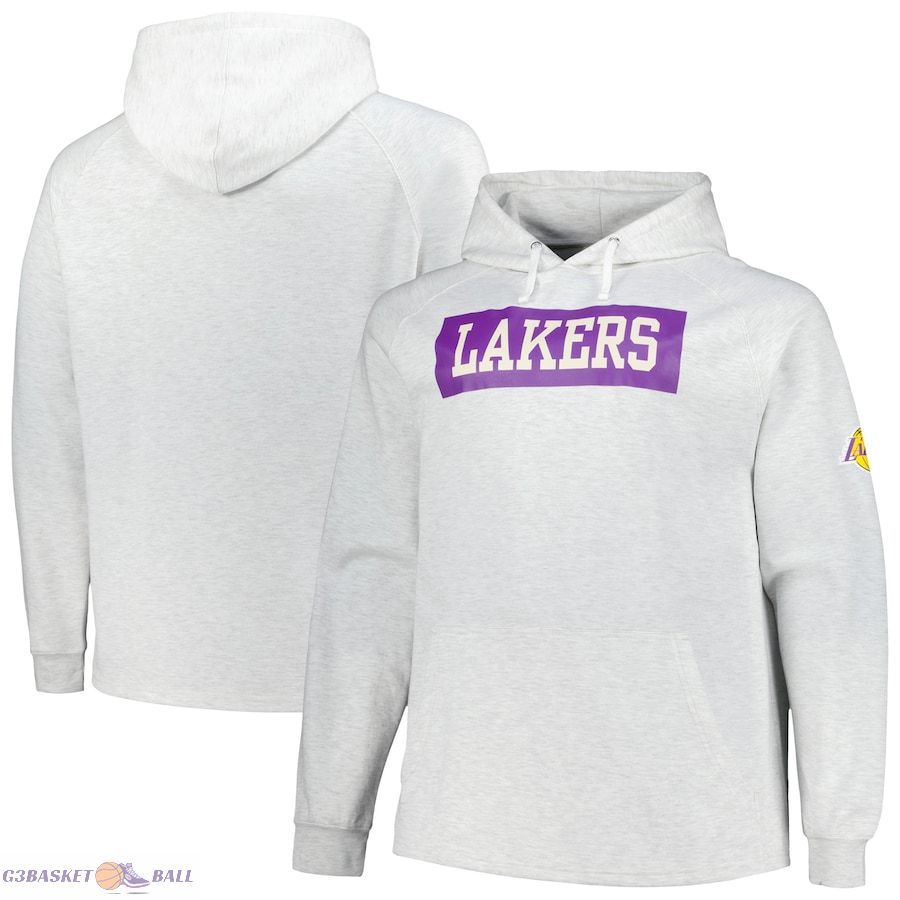 Men's Los Angeles Lakers Fanatics Ash Big & Tall Raglan Tri-Blend Pullover Hoodie