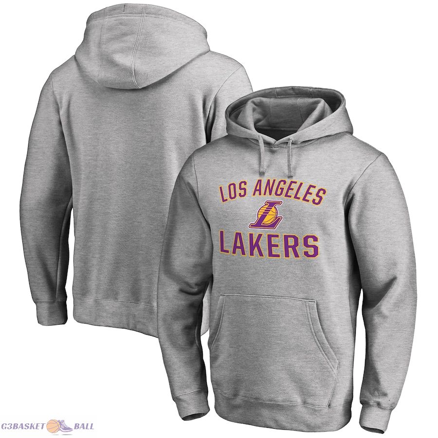 Men's Los Angeles Lakers Ash Victory Arch Pullover Hoodie