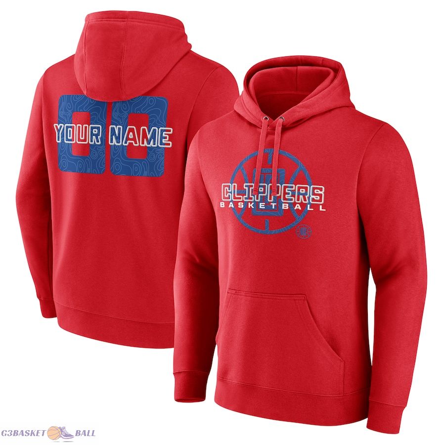 Men's LA Clippers Red Stellar Personalized Name & Number Pullover Hoodie