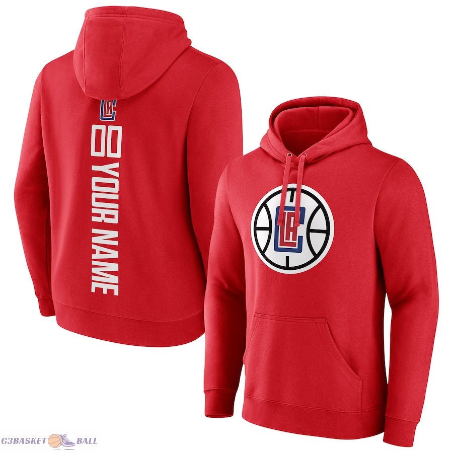 Men's LA Clippers Red Playmaker Personalized Name & Number Pullover Hoodie