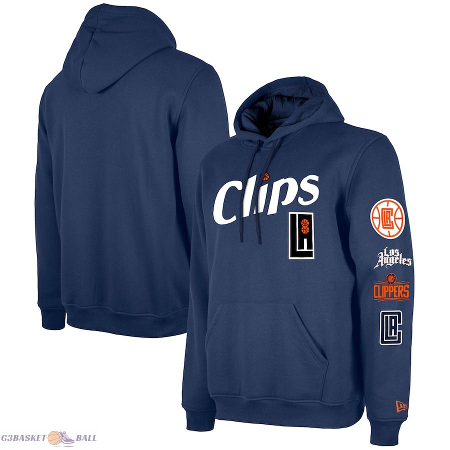 Men's LA Clippers New Era Navy Big & Tall 2023/24 City Edition Jersey Pullover Hoodie