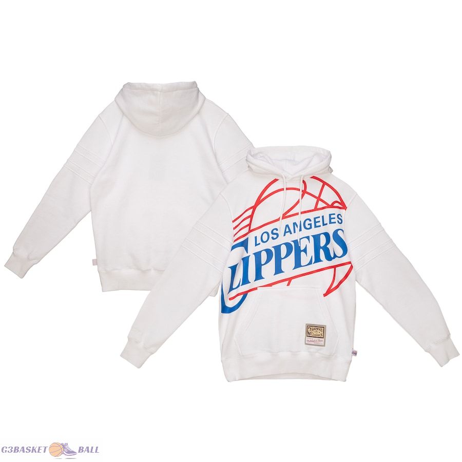 Men's LA Clippers Mitchell & Ness White Substantial Fleece Pullover Hoodie