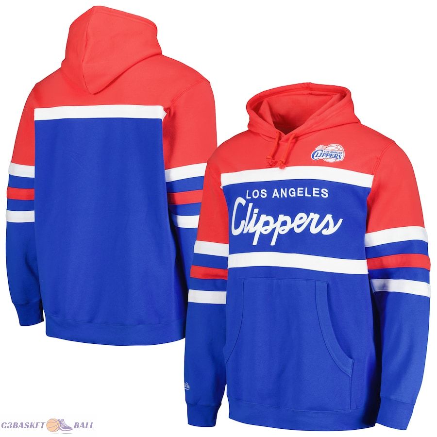 Men's LA Clippers Mitchell & Ness Royal/Red Head Coach Pullover Hoodie