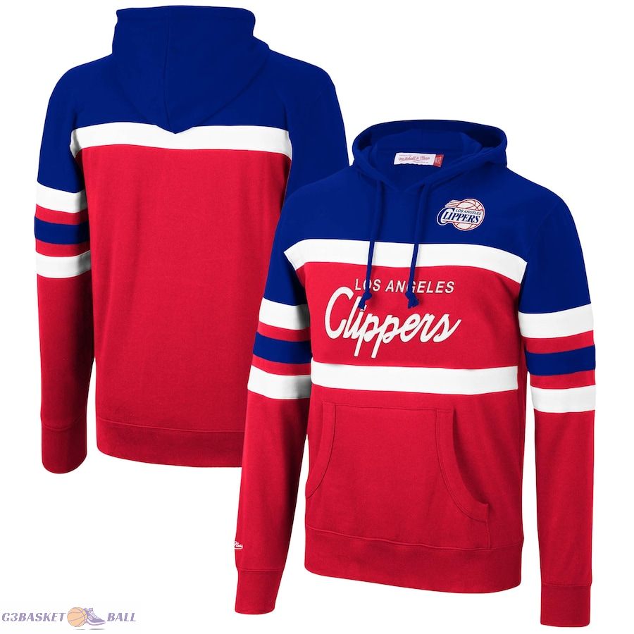 Men's LA Clippers Mitchell & Ness Royal/Red Head Coach Pullover Hoodie