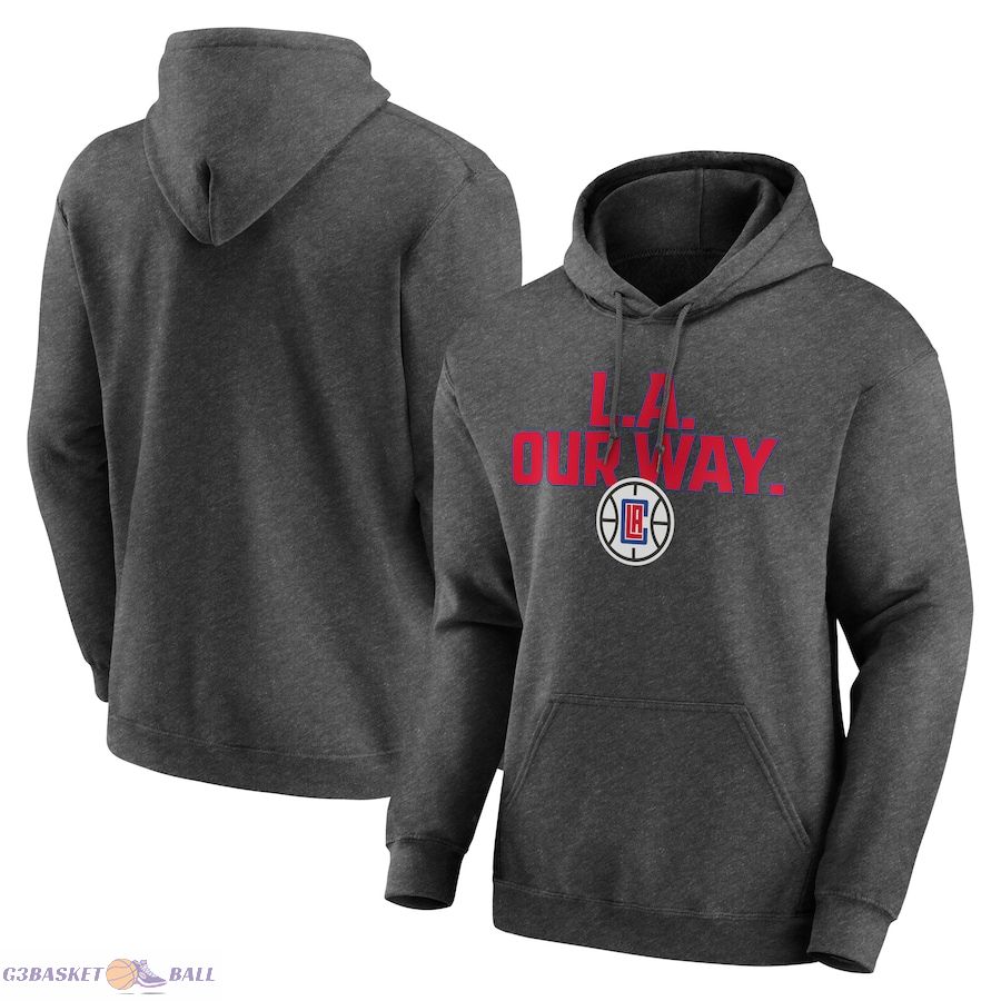 Men's LA Clippers Heathered Charcoal Victory Earned Pullover Hoodie