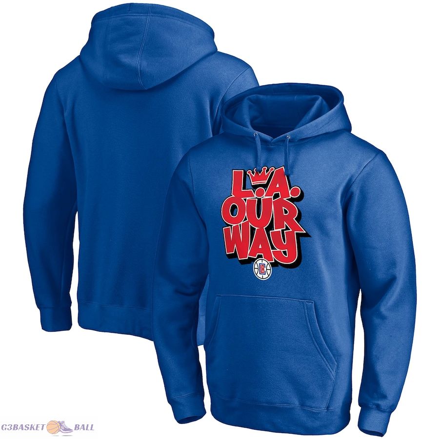 Men's LA Clippers Fanatics Royal L.A. Our Way Post Up Hometown Collection Fitted Pullover Hoodie