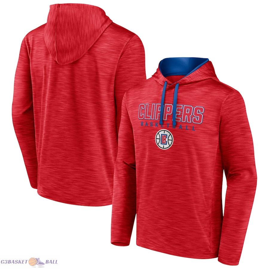 Men's LA Clippers Fanatics Heather Red Fast Break Pullover Hoodie