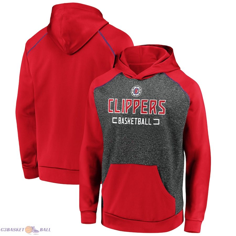 Men's LA Clippers Fanatics Heathered Charcoal/Red Game Day Ready Raglan Pullover Hoodie