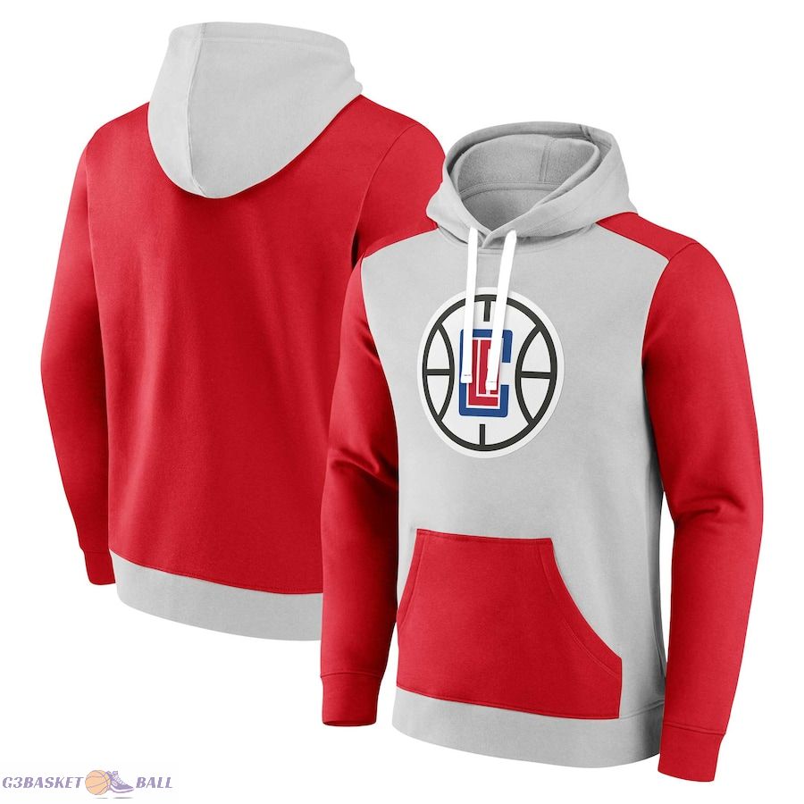 Men's LA Clippers Fanatics Gray/Red Arctic Colorblock Pullover Hoodie