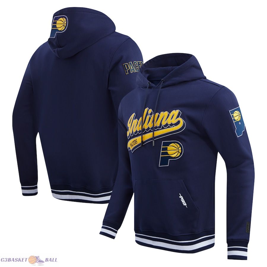 Men's Indiana Pacers Pro Standard Navy Script Tail Pullover Hoodie