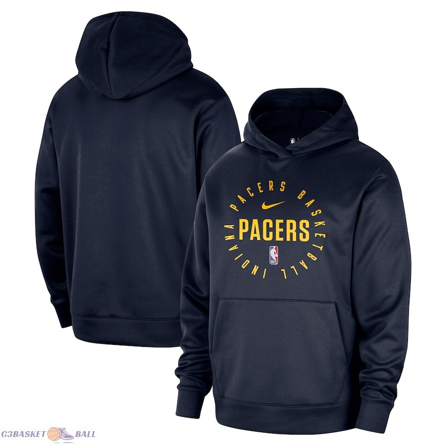 Men's Indiana Pacers Nike Navy 2024/25 Spotlight On-Court Practice Performance Pullover Hoodie