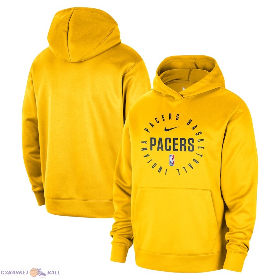 Men's Indiana Pacers Nike Gold 2024/25 Spotlight On-Court Practice Performance Pullover Hoodie