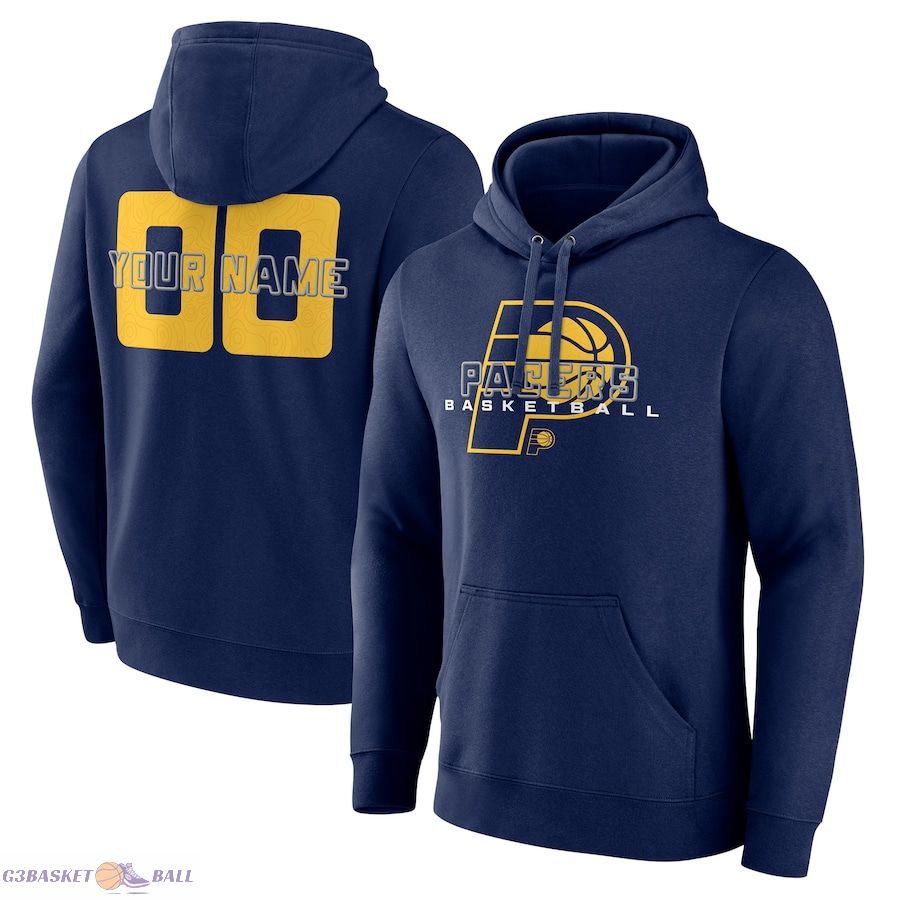 Men's Indiana Pacers Navy Stellar Personalized Name & Number Pullover Hoodie