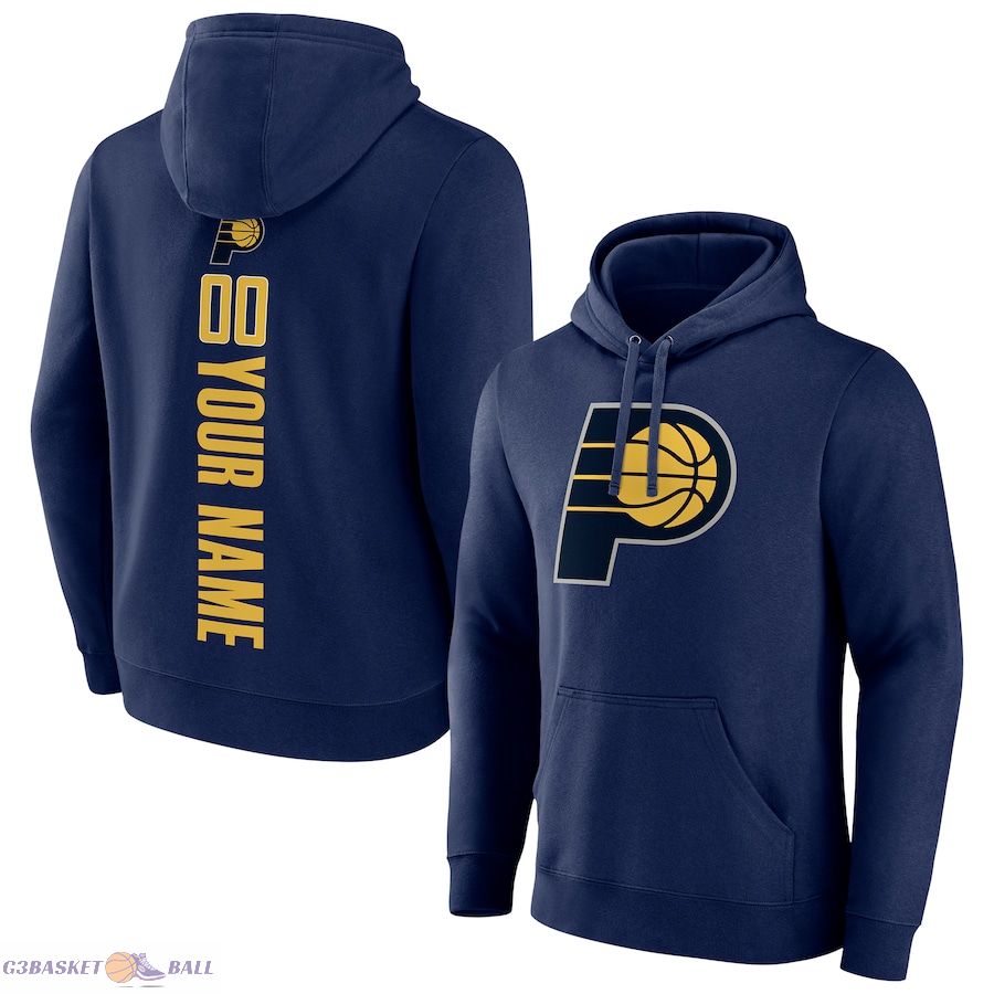 Men's Indiana Pacers Navy Playmaker Personalized Name & Number Pullover Hoodie