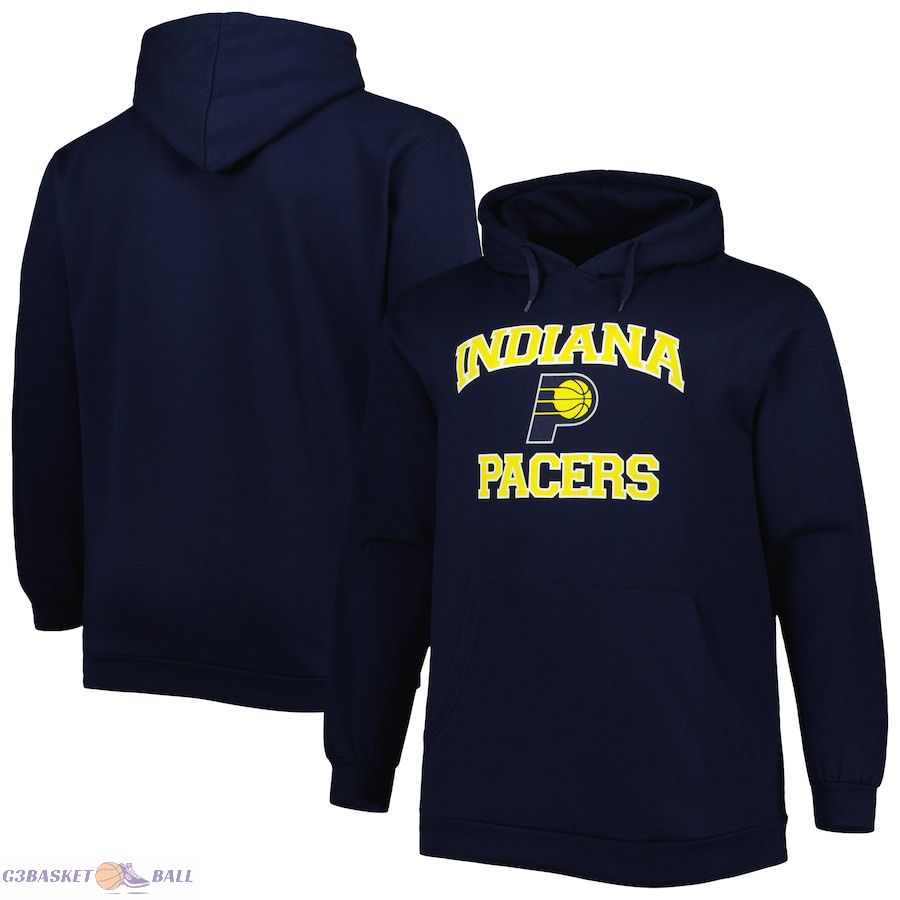 Men's Indiana Pacers Navy Big & Tall Heart & Soul Pullover Hoodie