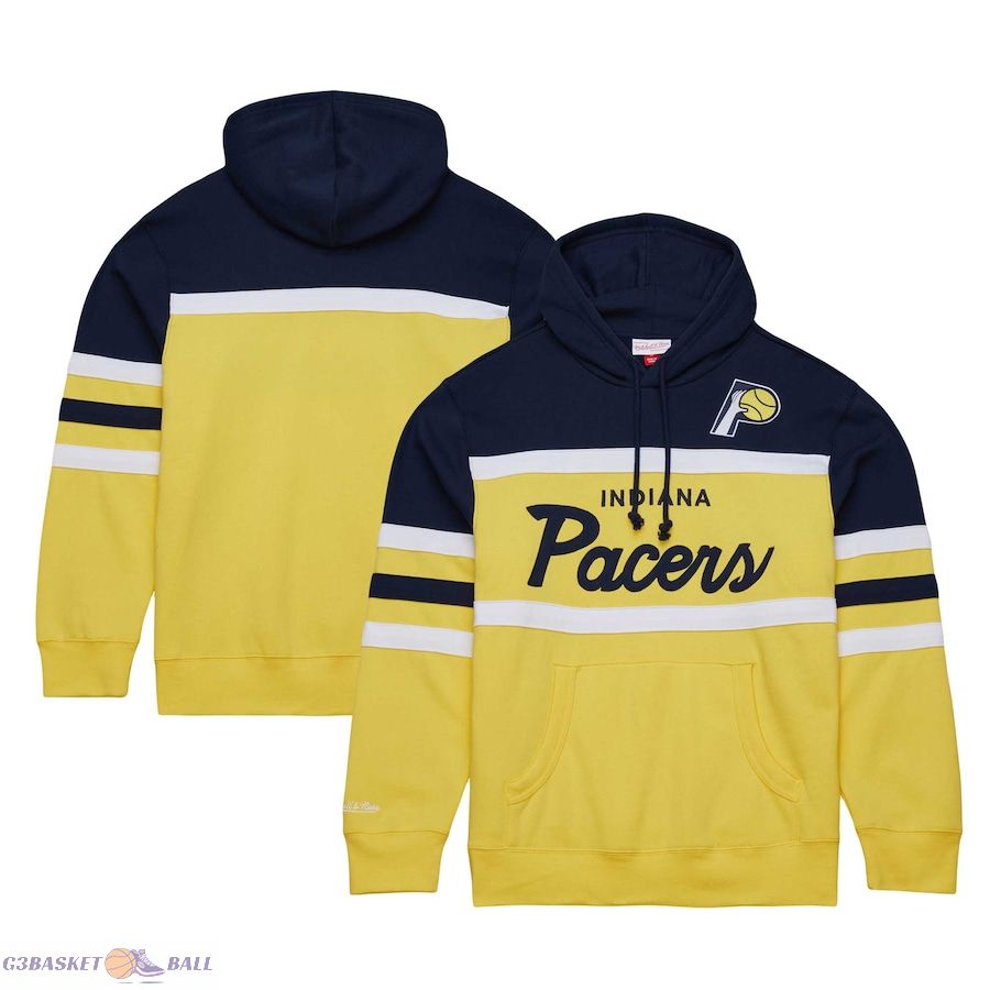 Men's Indiana Pacers Mitchell & Ness Navy/Gold Head Coach Pullover Hoodie