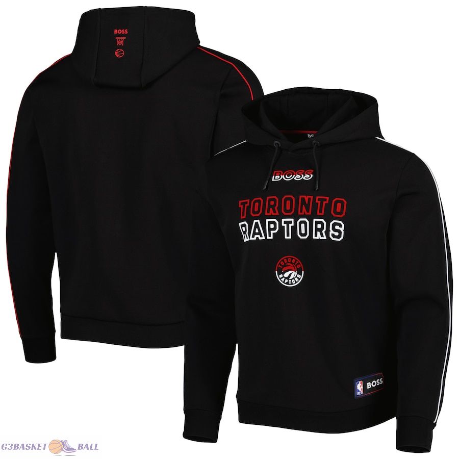 Men's Toronto Raptors NBA x Hugo Boss Black Team Bounce Tri-Blend Pullover Hoodie