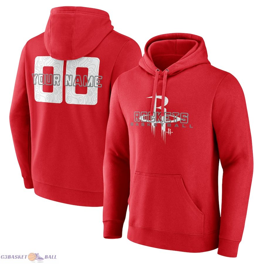 Men's Houston Rockets Red Stellar Personalized Name & Number Pullover Hoodie