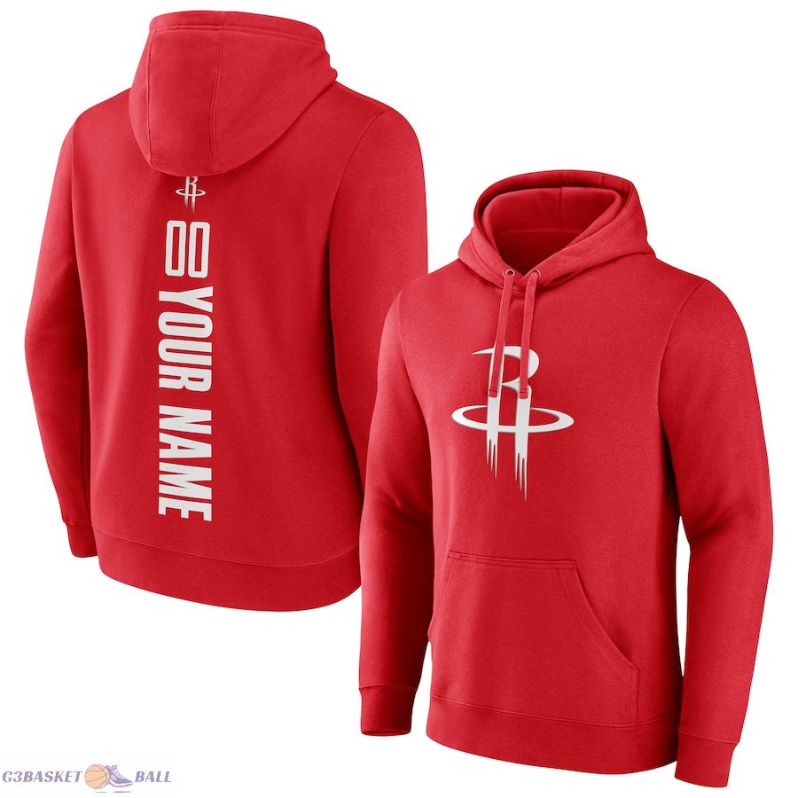 Men's Houston Rockets Red Playmaker Personalized Name & Number Pullover Hoodie