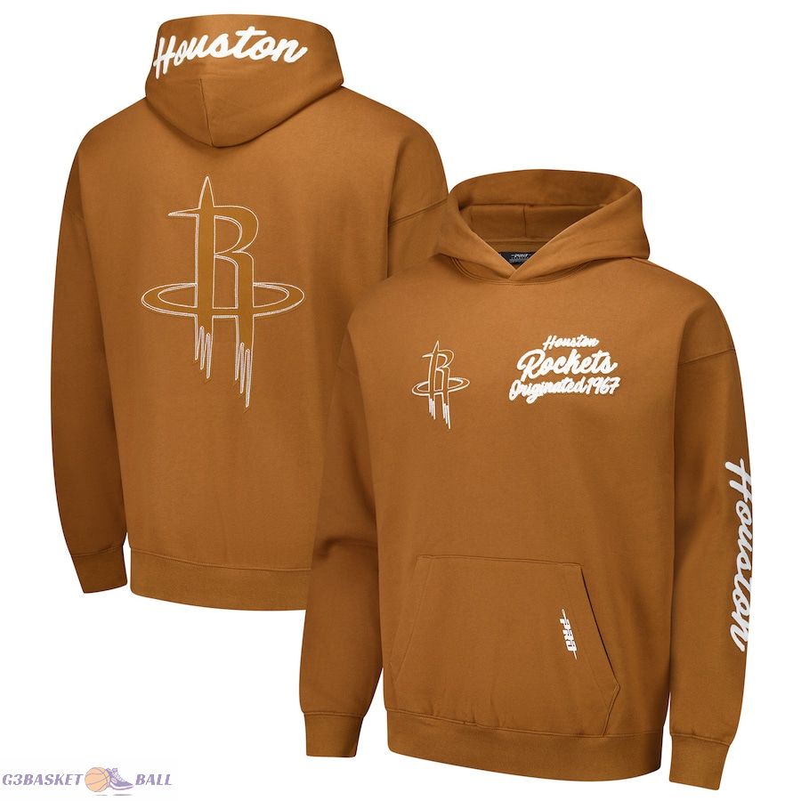 Men's Houston Rockets Pro Standard Brown Paint the City Drop Shoulder Pullover Hoodie