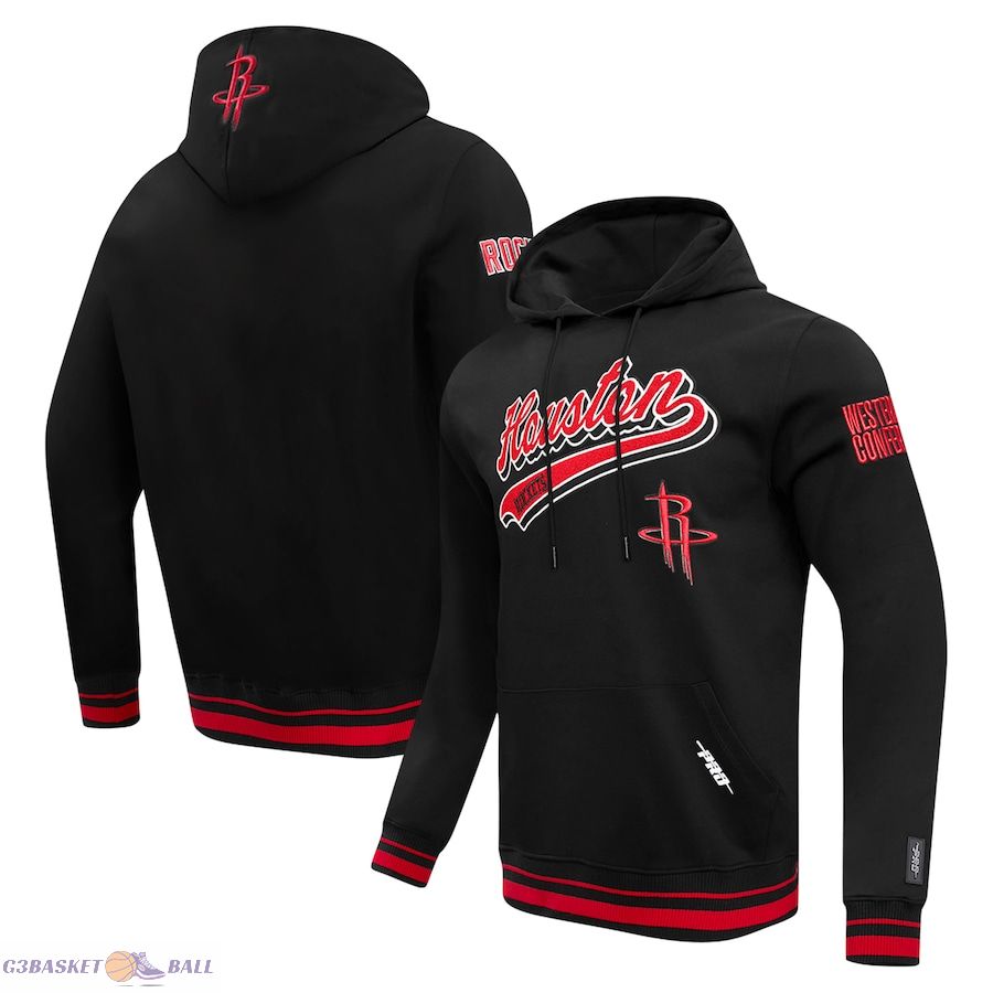 Men's Houston Rockets Pro Standard Black Script Tail Pullover Hoodie