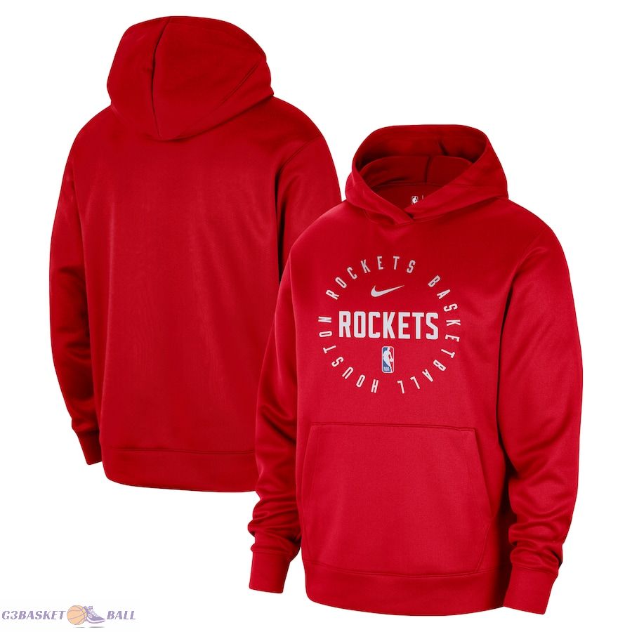 Men's Houston Rockets Nike Red 2024/25 Spotlight On-Court Practice Performance Pullover Hoodie