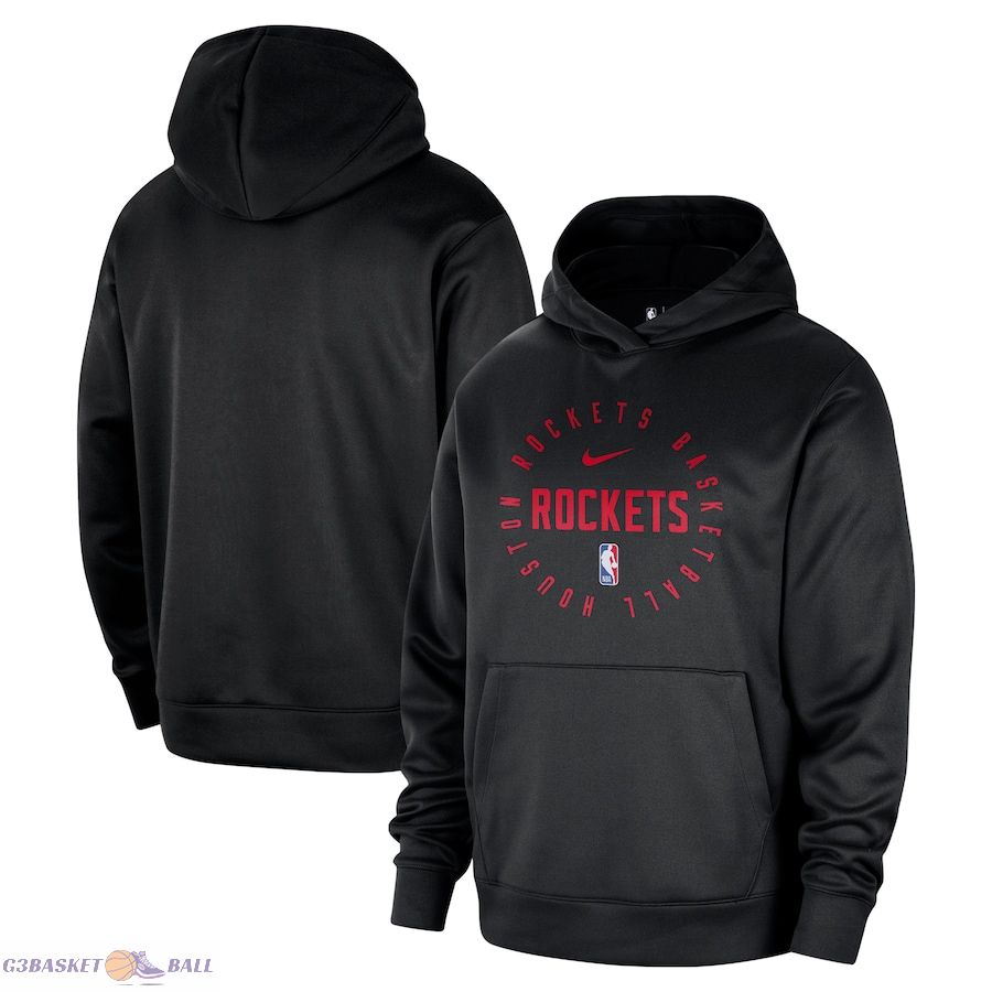 Men's Houston Rockets Nike Black 2024/25 Spotlight On-Court Practice Performance Pullover Hoodie