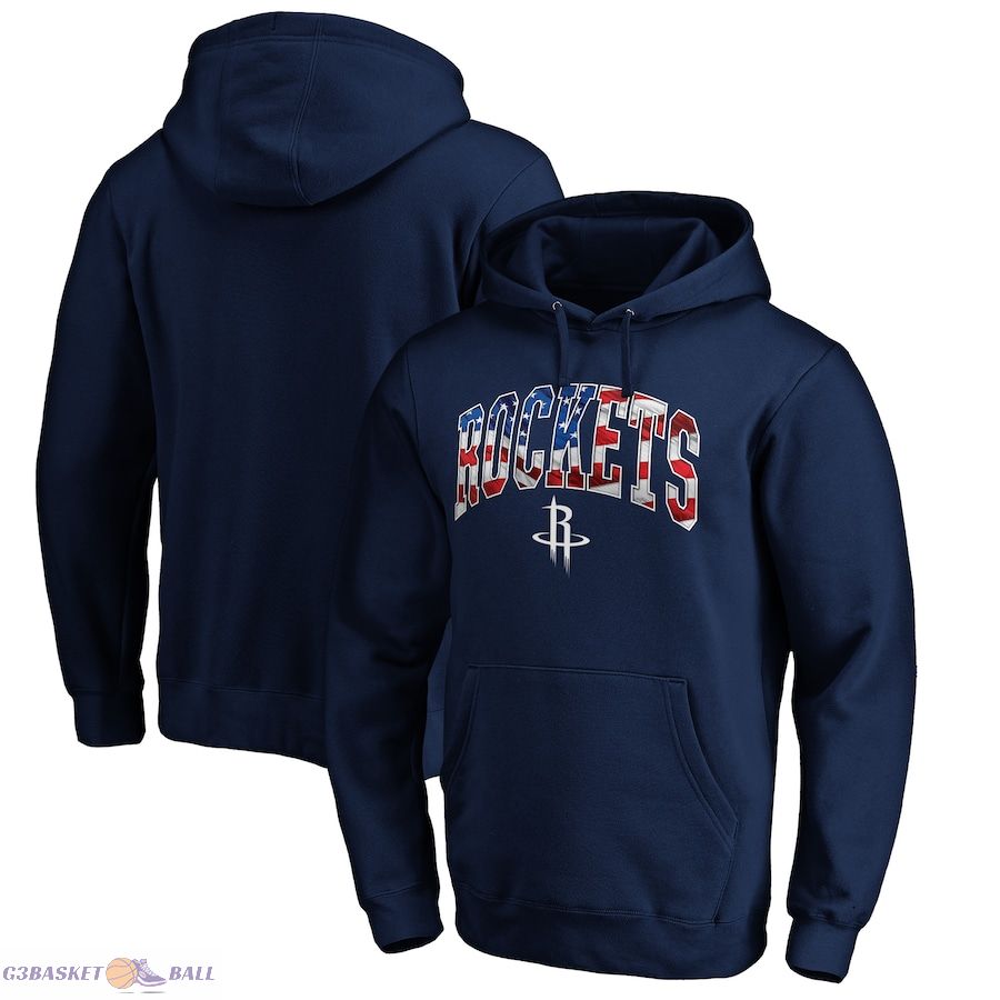 Men's Houston Rockets Navy Banner Wave Pullover Hoodie