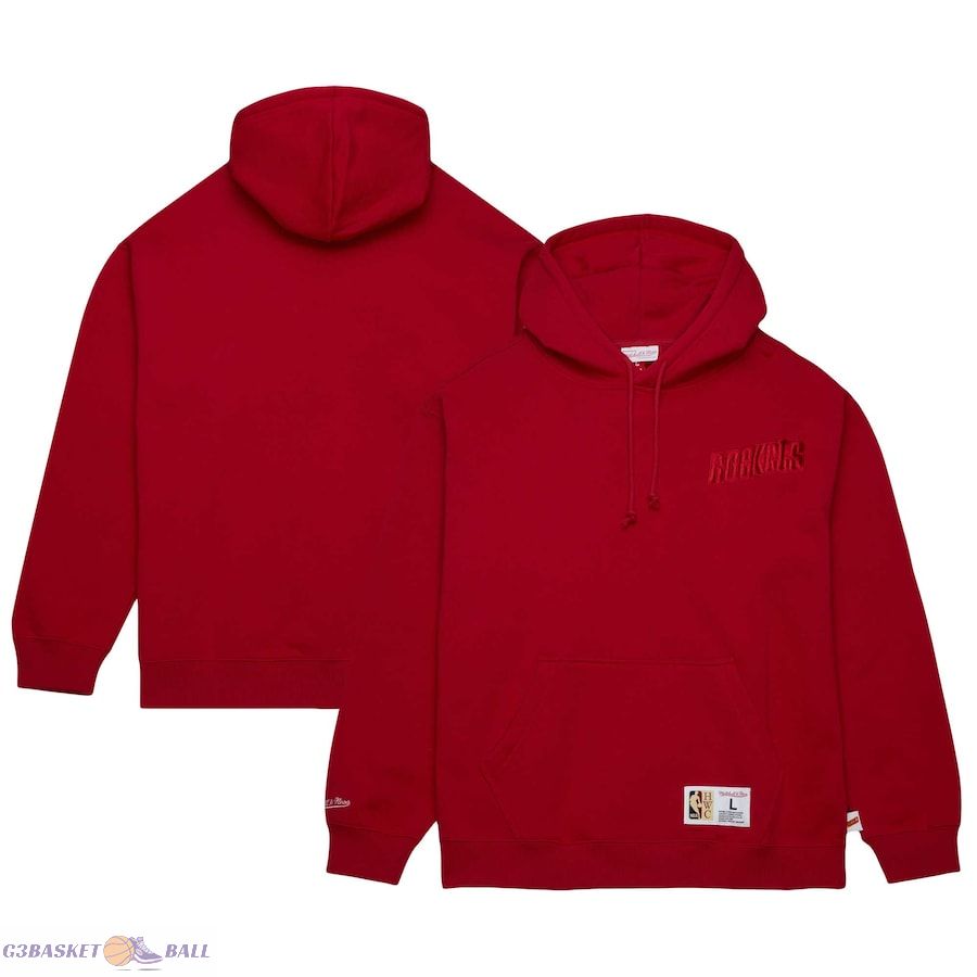 Men's Houston Rockets Mitchell & Ness Red Hardwood Classics Tonal Pullover Hoodie