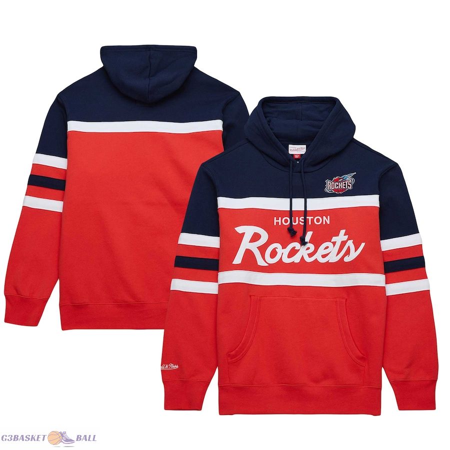 Men's Houston Rockets Mitchell & Ness Red/Navy Head Coach Pullover Hoodie