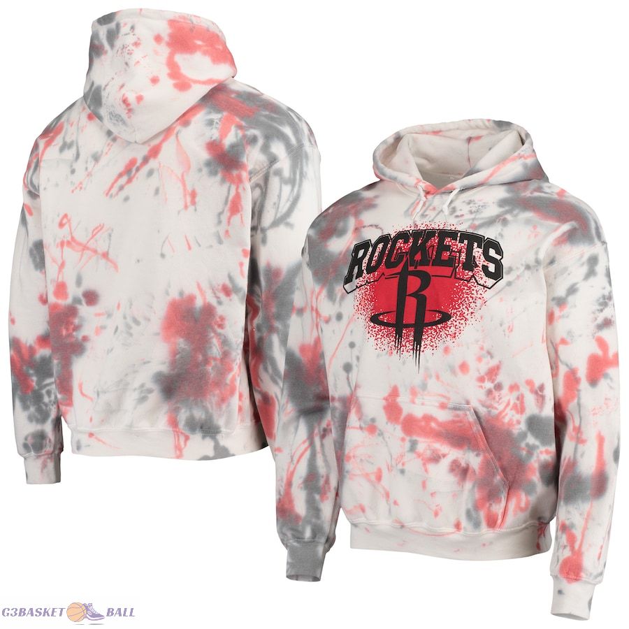 Men's Houston Rockets Junk Food Cream Tie-Dye Pullover Hoodie