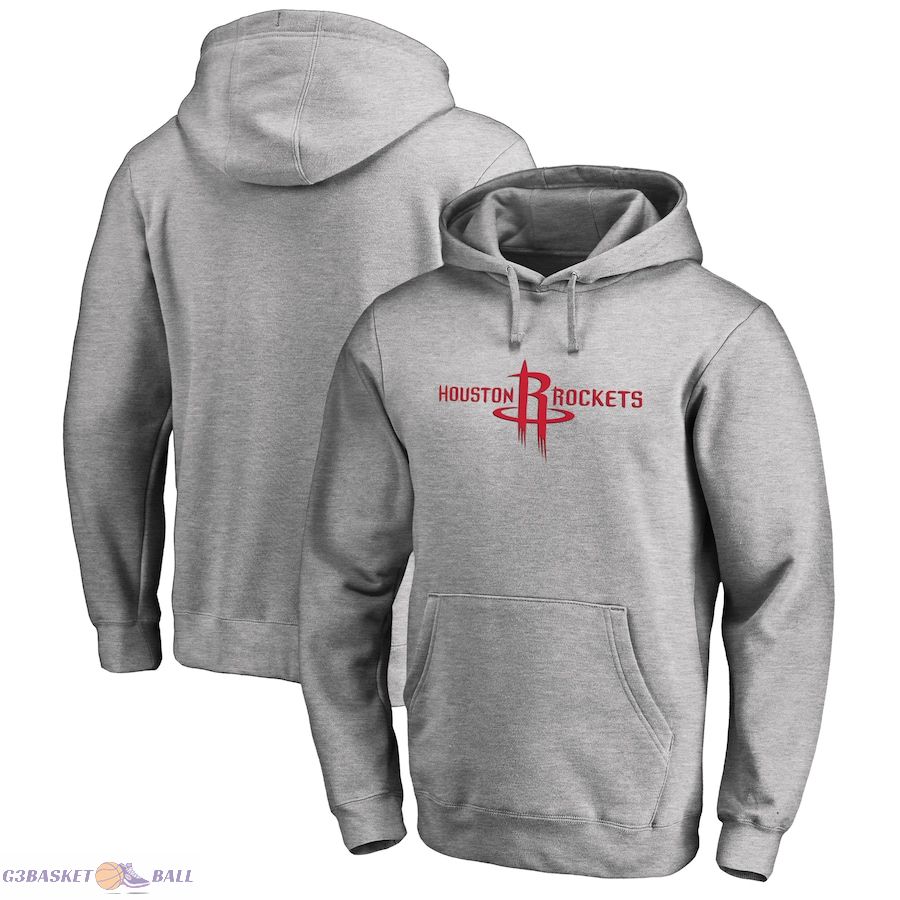 Men's Houston Rockets Heather Gray Primary Logo Pullover Hoodie