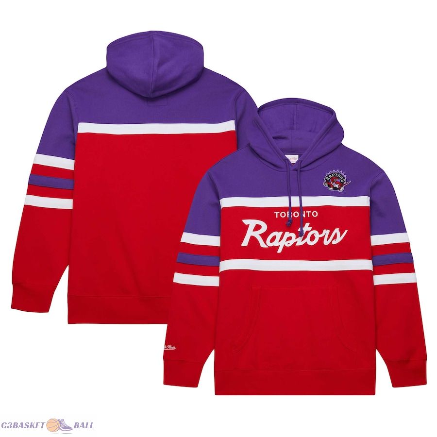 Men's Toronto Raptors Mitchell & Ness Red/Purple Head Coach Pullover Hoodie