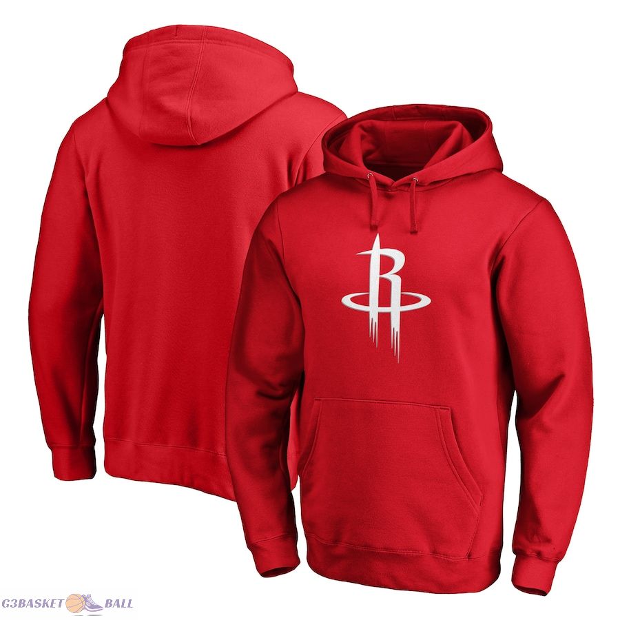 Men's Houston Rockets Fanatics Red Icon Primary Logo Fitted Pullover Hoodie