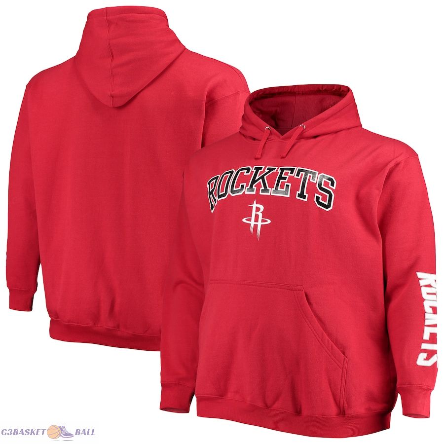 Men's Houston Rockets Fanatics Red Big & Tall Team Wordmark Pullover Hoodie