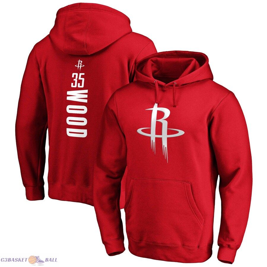 Men's Houston Rockets Christian Wood Fanatics Red Playmaker Name & Number Fitted Pullover Hoodie