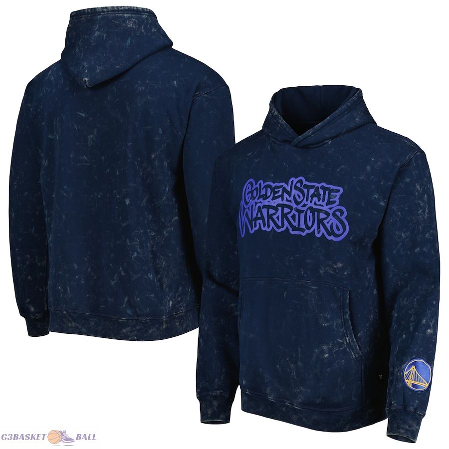 Unisex Golden State Warriors The Wild Collective Navy Tonal Acid Wash Pullover Hoodie