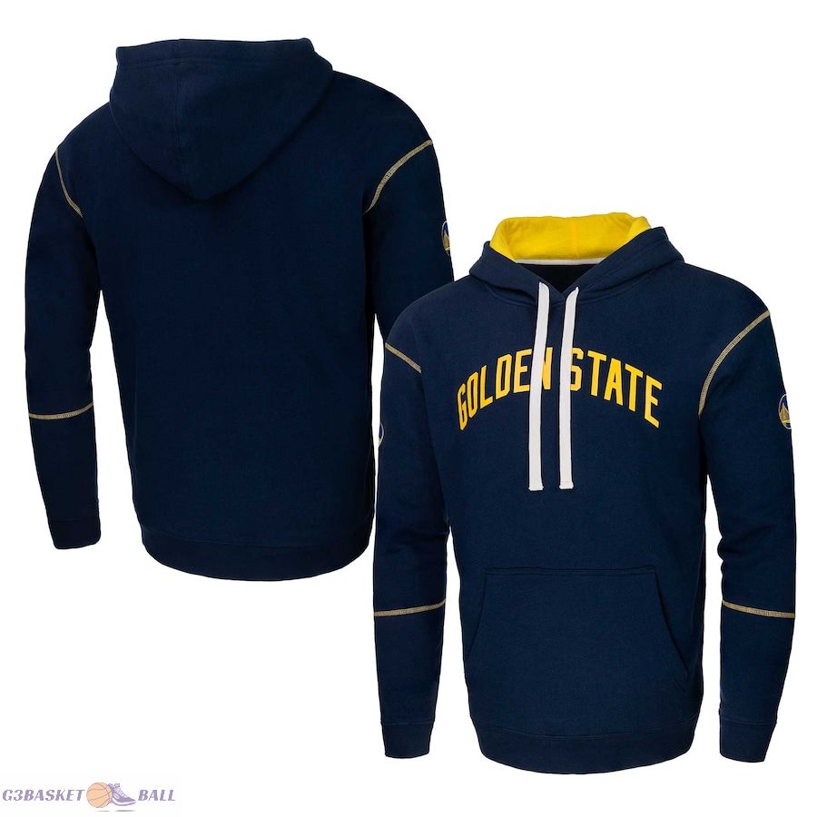 Unisex Stadium Essentials Golden State Warriors Navy Monument Pullover Hoodie