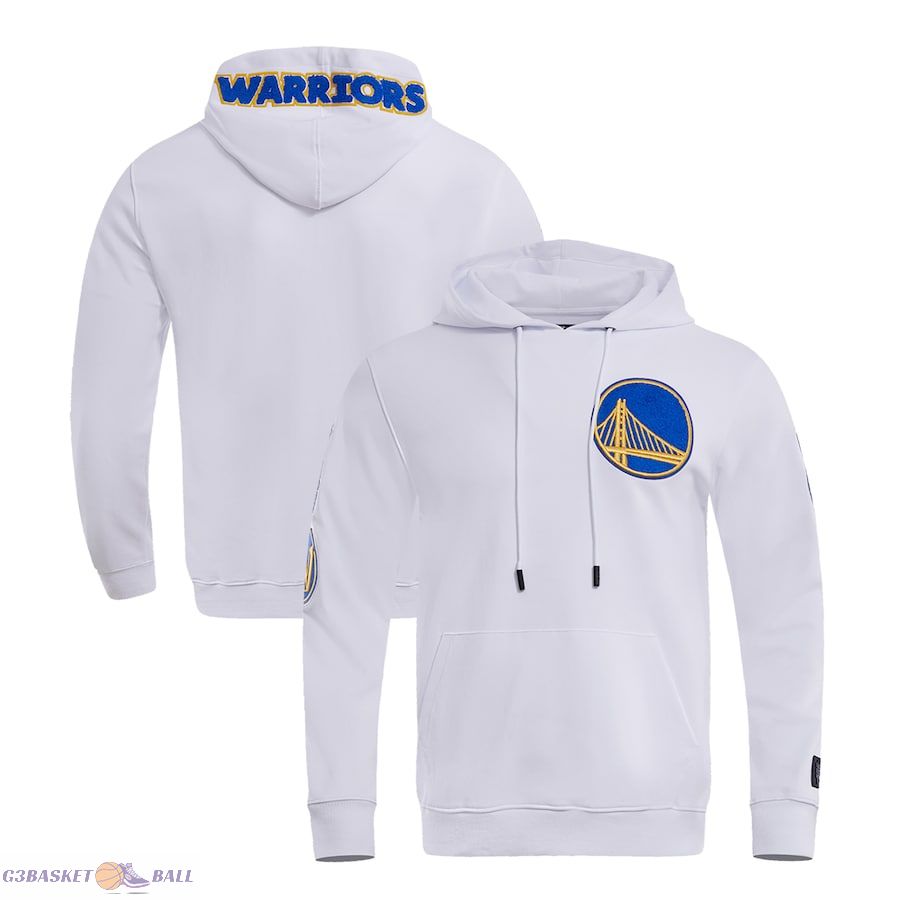 Men's Golden State Warriors Pro Standard White Classic Chenille DK Pullover Hoodie