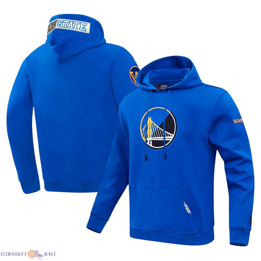 Men's Golden State Warriors Pro Standard Royal Split Logo Pullover Hoodie