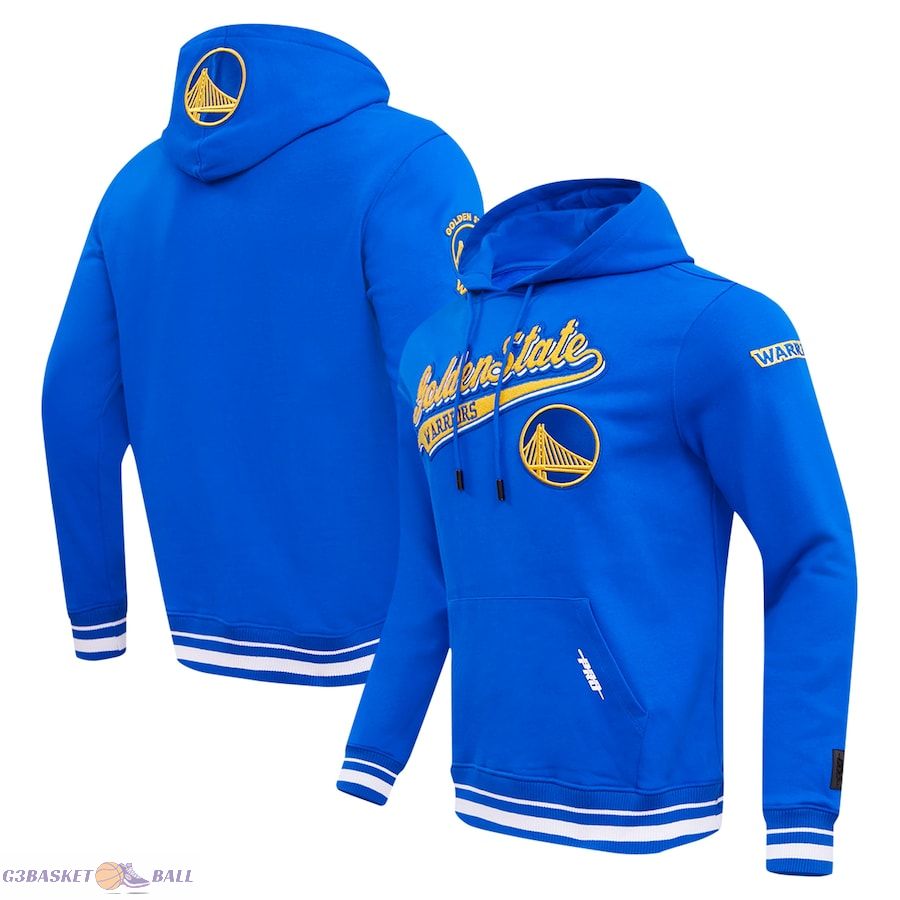 Men's Golden State Warriors Pro Standard Royal Script Tail Pullover Hoodie