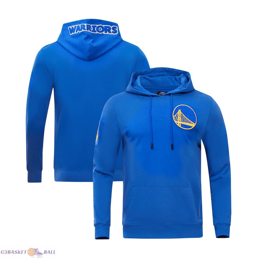 Men's Golden State Warriors Pro Standard Royal Classic Chenille DK Pullover Hoodie