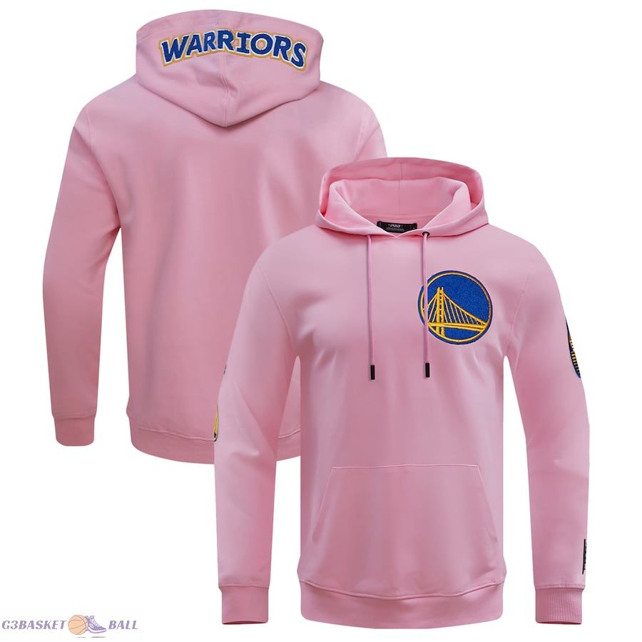 Men's Golden State Warriors Pro Standard Pink Classic Chenille DK Pullover Hoodie